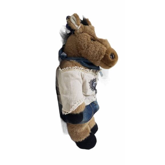 Build A Bear Country Horse / Pony Denim Skirt Bandanna & Bow BAB Stuffed Animal - Picture 3 of 7